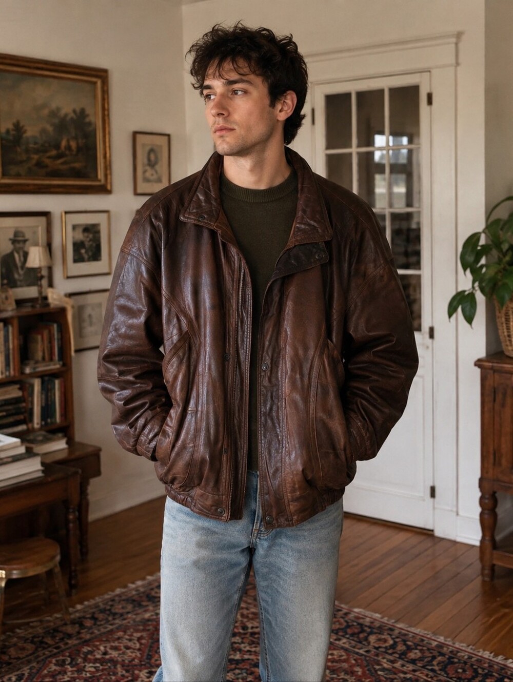 Vintage Pelle CUIR Men's Brown Leather Jacket